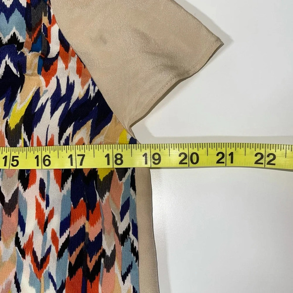 Anthropologie Maeve 100% Silk Multicolor Chevron Print Blouse Small Women’s - Picture 10 of 14